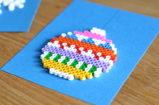 Cartes voeux noel perles hama boule