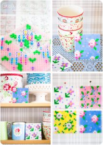 Sous verre fleurs perles hama