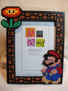 Cadre photo en perles hama mario bros