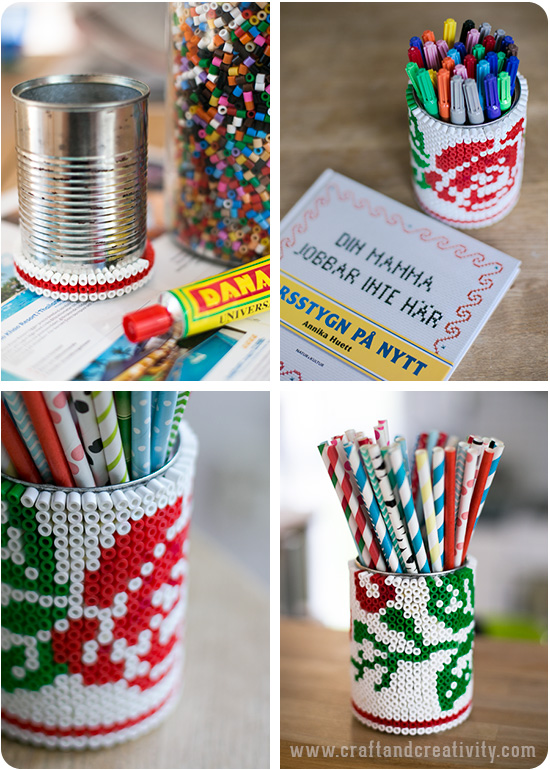 pot à crayon hama perles diy fleurs