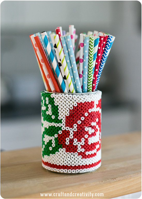 pot à crayon perles hama midi diy