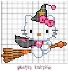 hello en perles hama grille Kitty sorcière