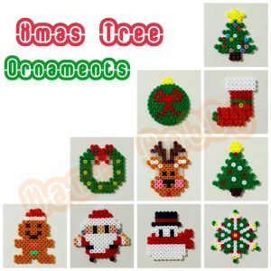 Ornements noel sapin couronne rennes perles hama