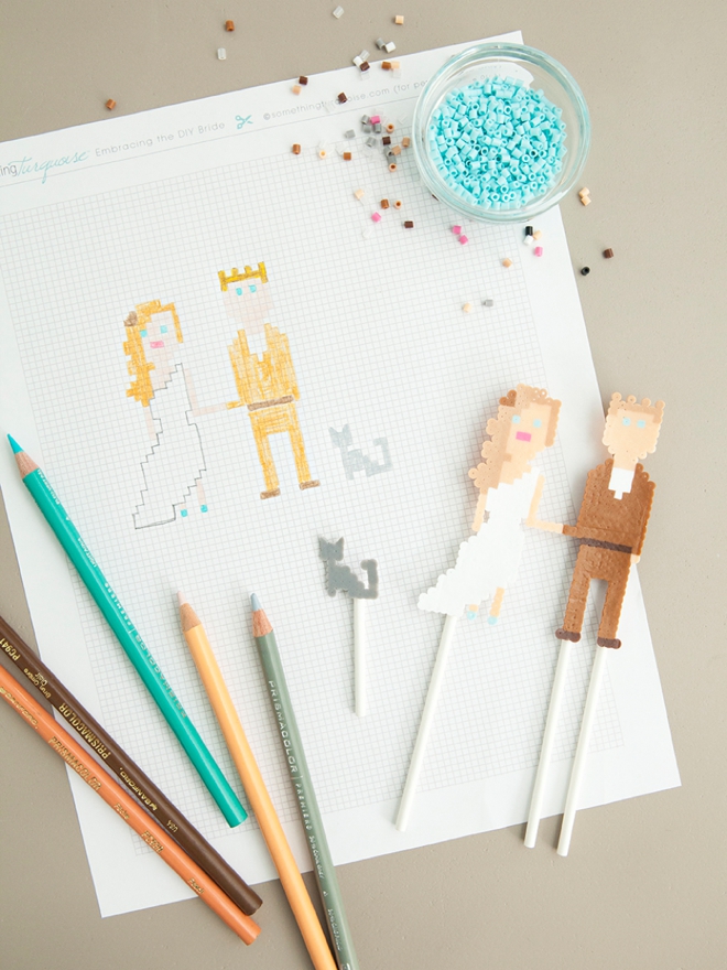 Mariage cake topper perles hama