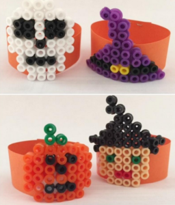 Hama perles bague halloween sorciere citrouille bijoux