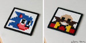 Sonic perles hama sous verre repasser