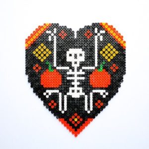 Halloween perles a repasser hama coeur skull