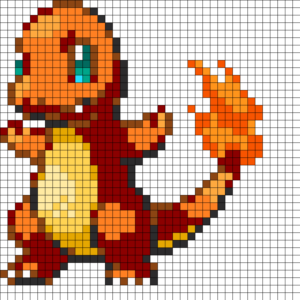 Pokemon starter feu salameche perles hama repasser modele gratuit