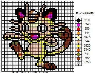 Miaouss perles hama repasser grille pokemon