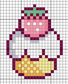 Cupcake fraise perles hama repasser