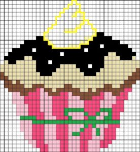 Cupcake perles hama repasser grille gratuite