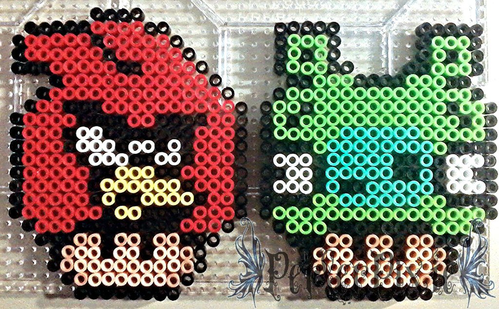 Angry bird pig champignon perles hama repasser