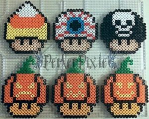Champignon mario bros citrouille halloween perles hama repasser