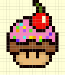Champignon mario cupcake perles hama repasser pattern