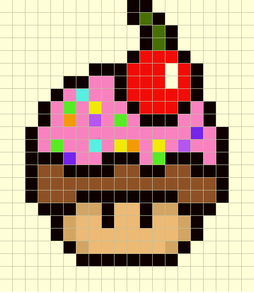 Champignon mario cupcake perles hama repasser pattern