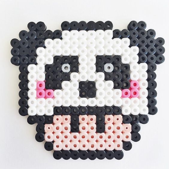 Champignon perles hama panda mario repasser