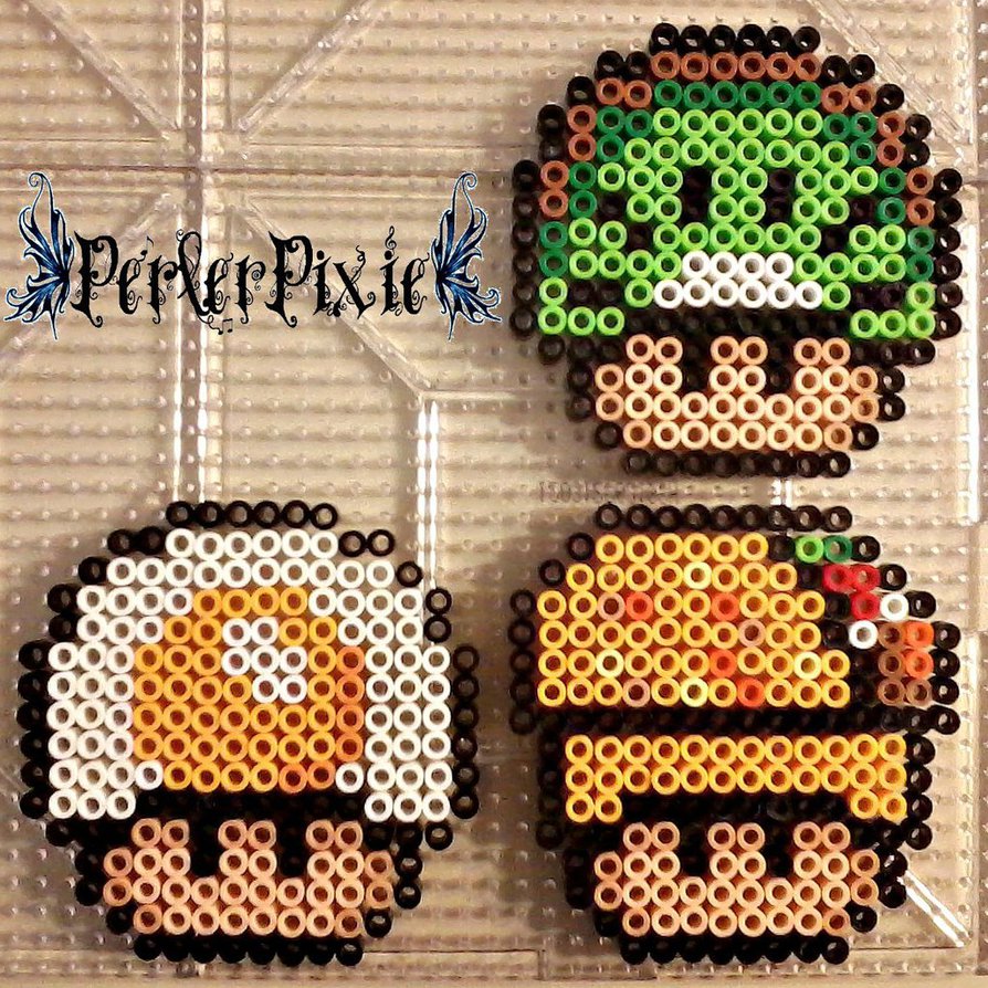 Nourriture champignon oeufs tacos mario bros perles hama repasser