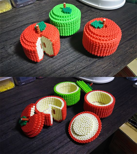 The most beautiful 3D play food sets in Hama beads