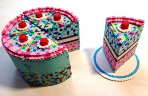 Gateau multicolores 3d perles hama a repasser