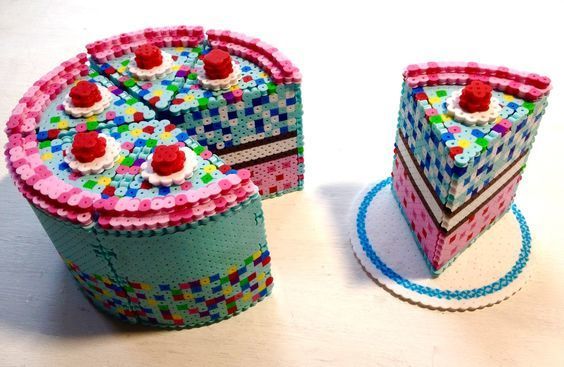 Gateau multicolores 3d perles hama a repasser