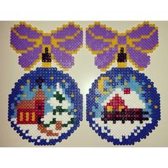 Ornement suspension sapin noel boules perles a repasser hama