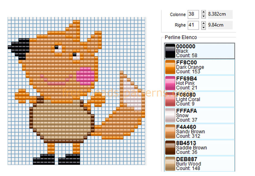 Freddy fox peppa pig hama perles a repasser pattern