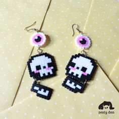 Halloween boucle oreilles crane perles a repasser hama