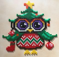 Perles a repasser hiboux sapin de noel