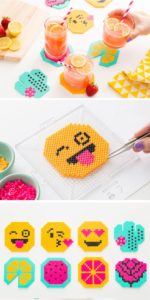 Sous verre perles hama a repasser emoticones fruits