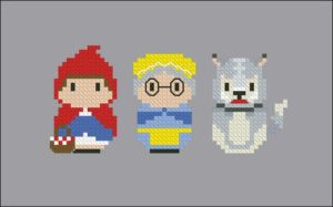 Famille chaperon rouge perles a repasser hama