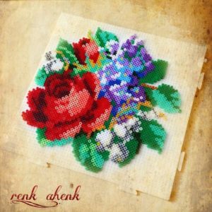 Rose perles a repasser hama fleurs
