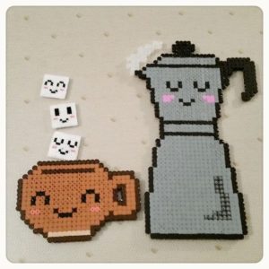 Theiere perles a repasser hama dinette coaster kawaii