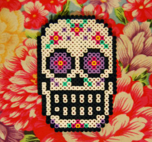 Sugar skull perler coaster by cephalo786 d5mk85v