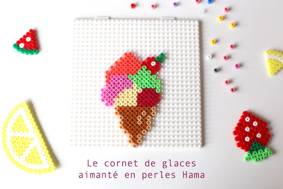 Un cornet de glaces aimanté en perles à repasser