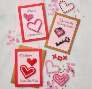 Perles hama coeur carte romantique saint valentin