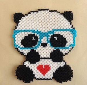 Panda kawaii coeur perles a repasser hama