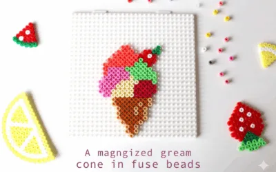 A magnetized ice cream cone in fuse beads
