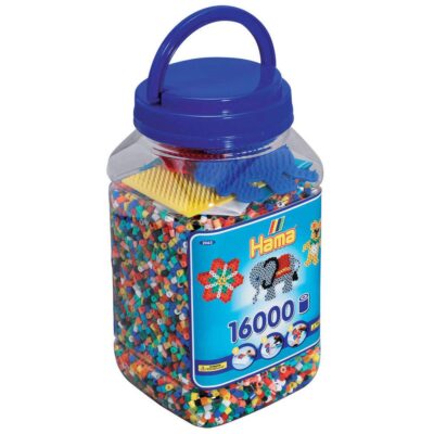 Perles à repasser Hama Midi (Ø 5 mm) — Pot de 16 000 perles + 3 plaques (réf. 2063)