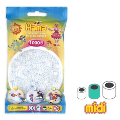 Perles à repasser Hama Midi — Sachet de 1 000 perles Transparent (réf. 207-19)