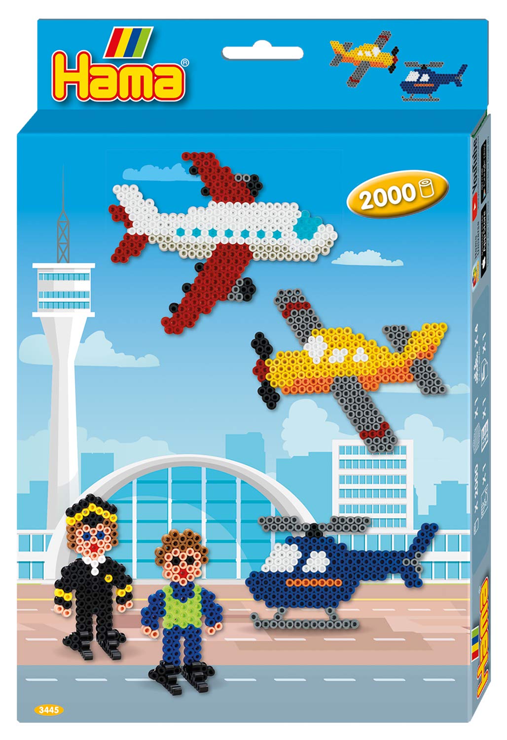 Perles à repasser Hama Midi — Coffret aéroport 2 000 perles + plaque (3445H)
