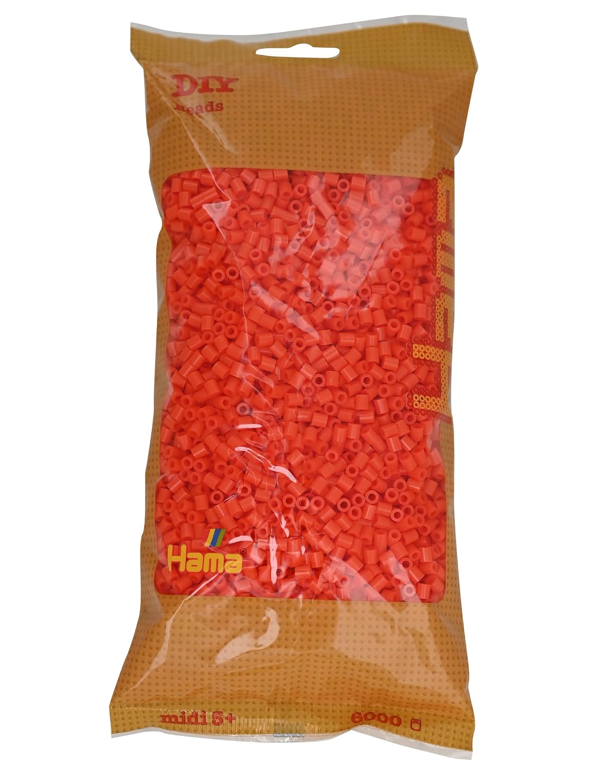Perles à repasser Hama Midi (Ø 5 mm) — sachet 6 000 perles orange (10.2050.4)