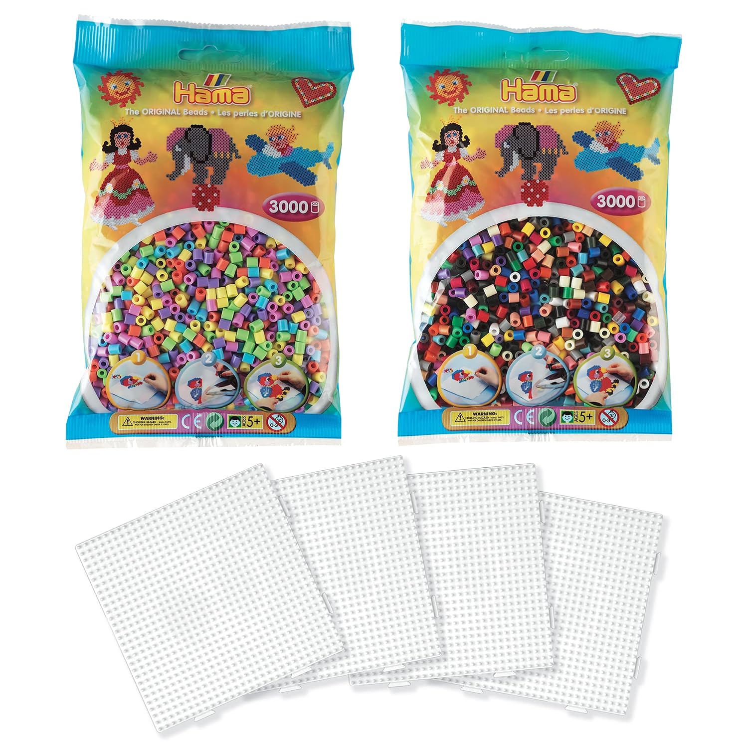 Perles à repasser Hama Midi — Assortiment Basic, 6 000 perles et 32 couleurs (réf. S242)