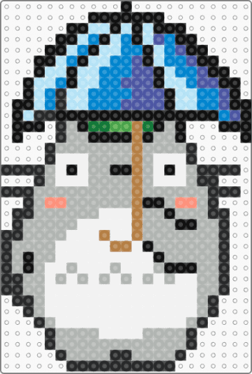 Modele Hama Studio Ghibli — Totoro sous son célèbre parapluie