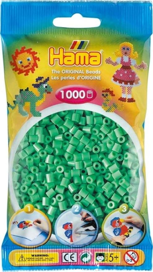 Perles à repasser Hama Midi — Sachet de 1000 perles vertes (207)