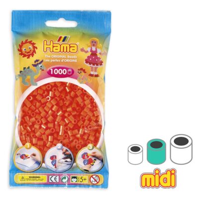 Perles à repasser Hama Midi (Ø 5 mm) — Sachet de 1 000 perles Orange (n°04)