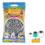 Perles à repasser Hama Midi (Ø 5 mm) — Sachet de 1 000 perles Gris (n°17)