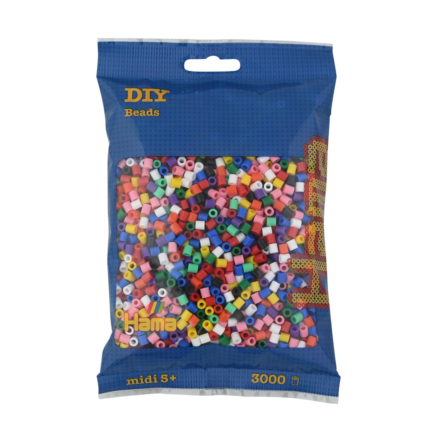 Perles à repasser Hama Midi — Sachet 3 000 perles multicolores (201-00)