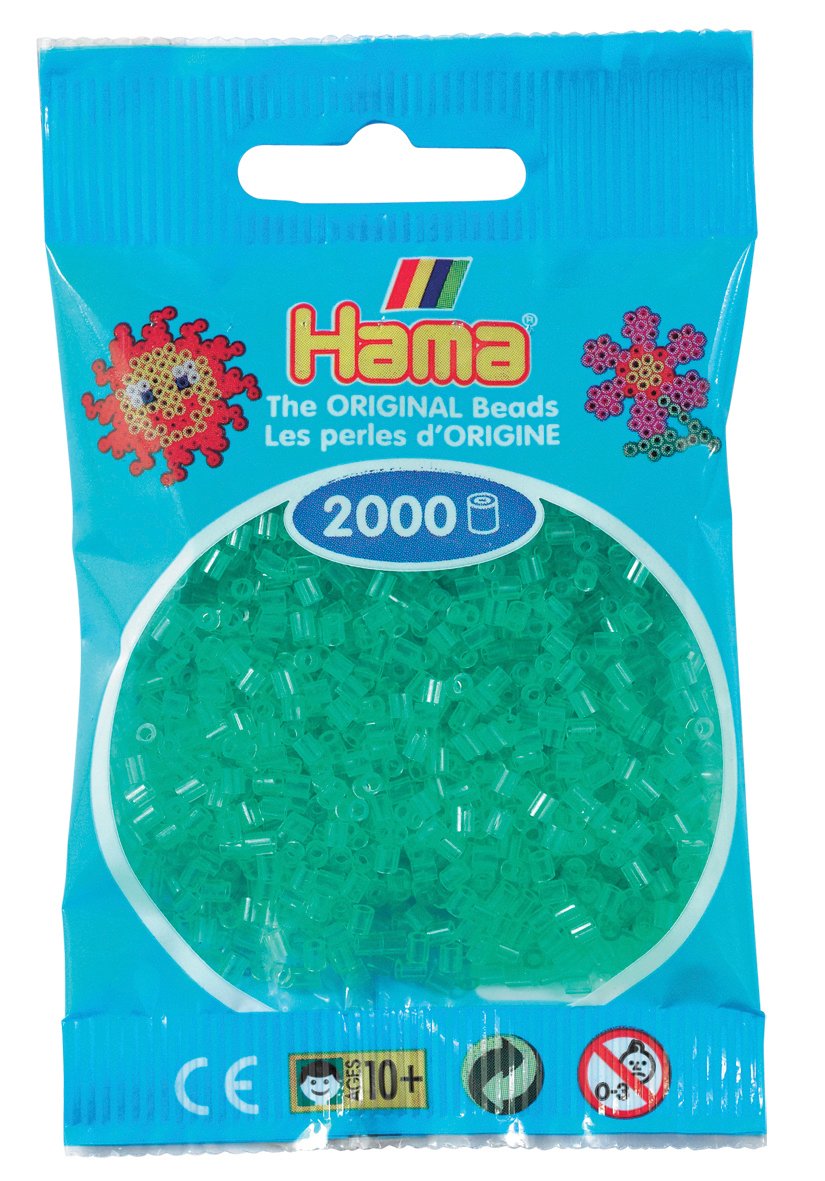 Perles à repasser Hama Mini (Ø 2,5 mm) — 2000 perles vert transparent (50115)