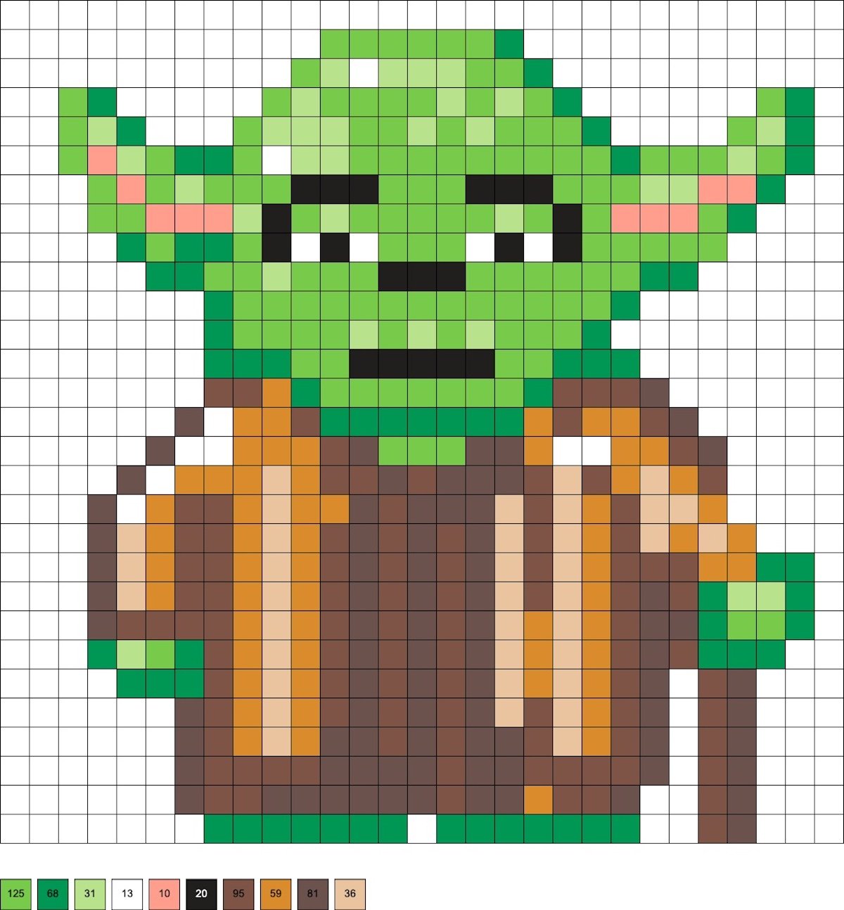 Grille modele Yoda en perles a repasser