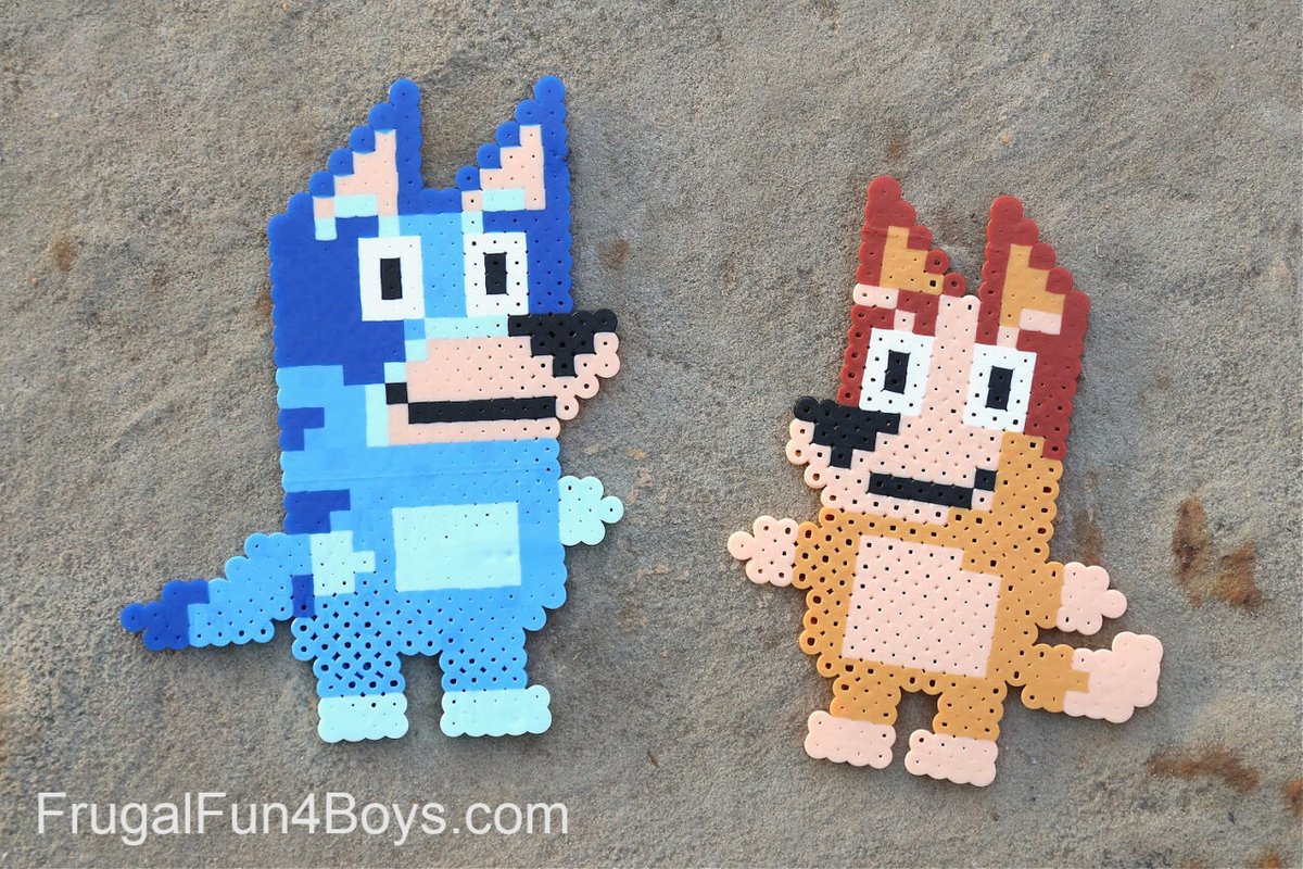 Bluey et Bingo en perles à repasser